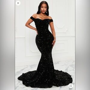 Elegant Black Sequin Gown